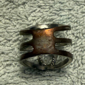 Women's Unbranded Silver & Brown Multi-Band Ring, Size 7